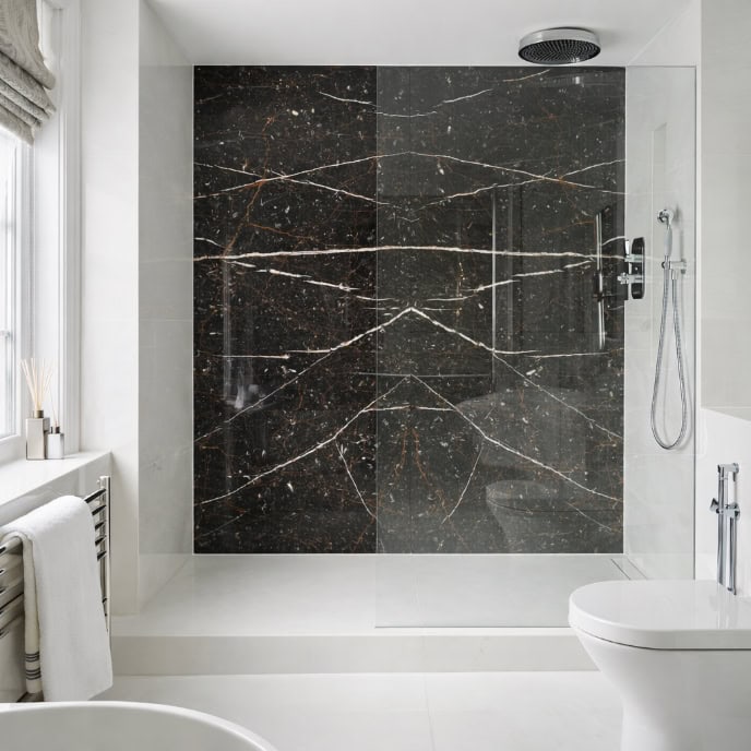 Marble And White Bathroom Interior
