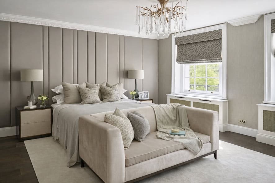 Bedroom interior design in Trevor Square London with luxury furnishings